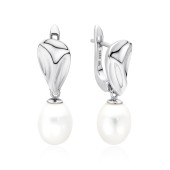 Cercei argint cu perle naturale albe si tortita DiAmanti SK22107EL_W-G
